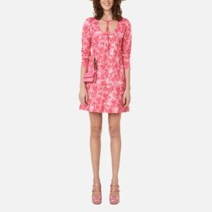 NWT Saks Potts Victoria Sexy Rose Print Long Sleeve Minidress Women's Size 2